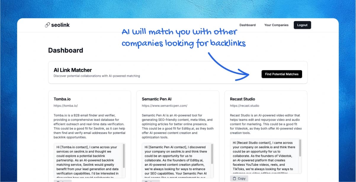 A screenshot of the seolink directories to submit your website to and get a DA boost